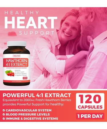 Hawthorn Berry Capsules | 4 Month Supply | High Strength Extract for Digestion & Heart Health | Concentrated from 2660mg Fresh Berries | 120 Vegan Pills - Buy Online on GoSupps.com