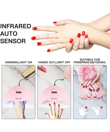UV LED Nail lamp Nail curing Dryer 80W Fast professional Gel polish Nail light with 4 Timmer setting Auto sensor LCD Display portable tools for manicure/pedicure art salon and home Pink - Buy Online on GoSupps.com
