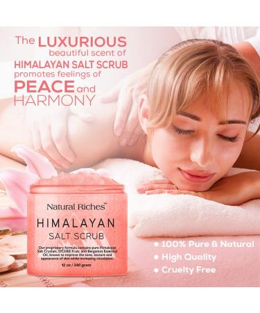 Natural Riches Himalayan Salt Exfoliating Body Scrub with Lychee Bergamot Essential Oil and Vitamin C - 12 Oz Moisturizing Deep Cleansing Foot and Body Exfoliator - Buy Online on GoSupps.com