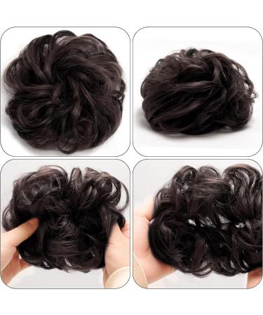 XNIVUIS 2 Pcs Messy Hair Scrunchies Scrunchy Scrunchie Messy Bun Hair Piece Hair Bun Scrunchies Hair Bun Extensions Bun Curly Wavy Hair Scrunchies Curly Wavy Hair Pieces For Women (Dark Brown) - Buy Online on GoSupps.com