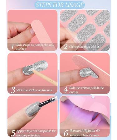 Kalolary Gel Nail Polish Strips Nail Gel Art Sticker Waterproof Full Nail Wraps Decal Sets with Nail File and Stick for Women Girls Nail Art Decor (UV/LED Lamp Required) (Shiny White) - Buy Online on GoSupps.com