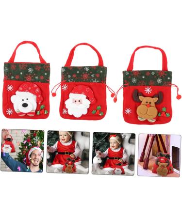 LALAFINA 3pcs Christmas Candy Bag Candy Bags Holiday Treats Bags Christmas Sacks Pouches Brushed Cloth Doll - Buy Online on GoSupps.com