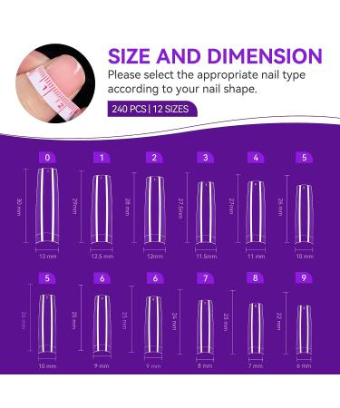 240PCS Gelike EC Square Curved Nail Tips - Preshaped Long Soft Gel Half Cover Extension for Acrylic Nails & Gel Polish - 12 Sizes Curved Square Nails Salon - Buy Online on GoSupps.com