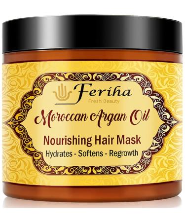 FERIHA Moroccan Argan Oil Hair Mask - 17.6 Fl Oz - Professional Salon Quality - Aloe Vera Extracts - Visible Result