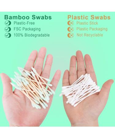 Natural Bamboo Cotton Swabs - Eco-Friendly Biodegradable Plastic-Free Ear Cleaning & Makeup Sticks (100 Pcs Green) - Buy Online on GoSupps.com