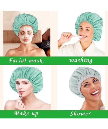 Satin Lined Shower Cap for Women - Adjustable & Reversible Satin Bonnet - Extra Large Cap for Long Hair - Waterproof & Reusable - With Scrunchy - White - Buy Online on GoSupps.com