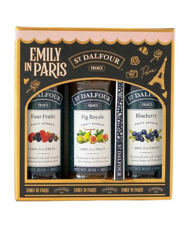 St Dalfour St. Dalfour Emily in Paris Edition 100% Fruit Gift Set No Added Sugar Gluten Free 3 x 284 g Four Fruits Fig Black Cherry