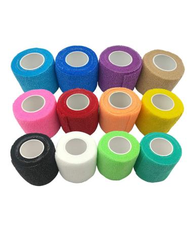DE Sports Pre-Wrap,12 Pieces Rainbow Pack of Athletic Tape for Sports,Wrist,Ankle