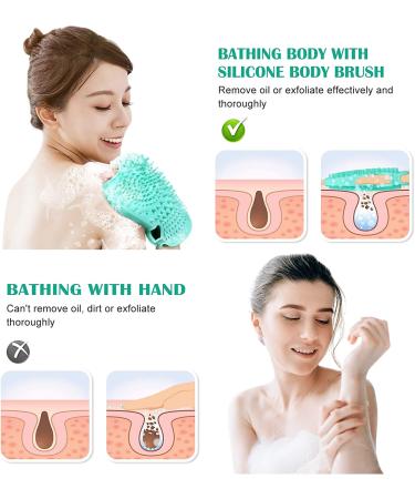Body Scrubber Back Shower Brush: Silicone Soft Bristle Exfoliating Bath Golve Silicon Scrub Exfoliator for Showering Scrubbing Body Dead Skin Leg Arm Foot Exfoliation Scratcher 1-green - Buy Online on GoSupps.com