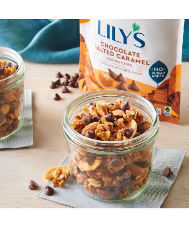 Lily's Chocolate Salted Caramel Flavored No Added Sugar Baking Chips Bag 7 oz (Pack of 2) Bundle With Snack Scout Measuring Spoon - Buy Online on GoSupps.com