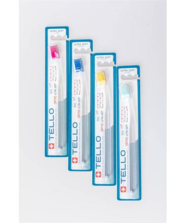 3x Tello Brush Ultra Soft 4920 Ortho - KFO manual toothbrush for adults with super soft rounded rounded Nollex bristles