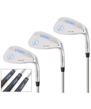 LAZRUS Premium Forged Golf Wedge Set for Men - 52 56 60 Degree Golf Wedges + Milled Face for More Spin - Great Golf Gift Silver Right Handed RH, Silver 52,56,60 Set