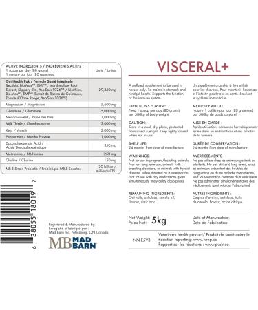 Mad Barn - Visceral+ - Supplement for Horse Gut Health and Digestion 5 kg 5kg - Buy Online on GoSupps.com