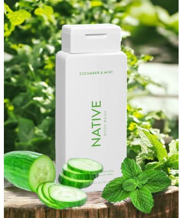 Buy Native Body Wash Cucumber & Mint - Sulfate Free Paraben Free | 16 oz with Bath Loofah Sponge | Gentle Clean Ingredients for Men & Women - Buy Online on GoSupps.com