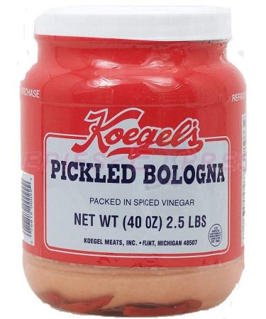 Koegel's pickled bologna (2-Pack) packed in spiced vinegar, 40-oz plastic jar, refrigerate after opening