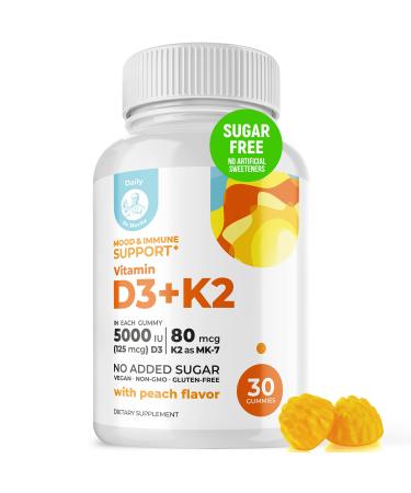 DR. MORITZ Vitamin D3 K2 Gummies 5000 IU - Sugar-Free VIT D Gummy Supplement for Immune Support & Healthy Bones * - High-Absorption Vegan Gluten-Free Chewable Gummies for Adults & Kids d3 Plus k2