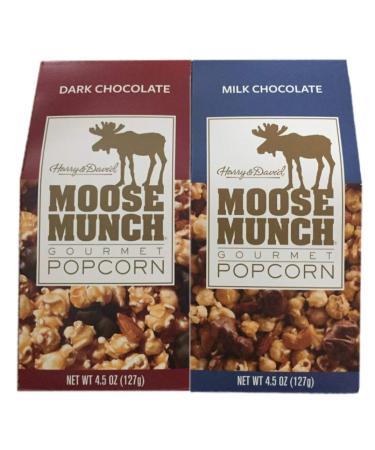 Harry & David Moose Munch Gourmet Popcorn: Dark Chocolate & Milk Chocolate, 4.5 Ounce (Pack of 2)
