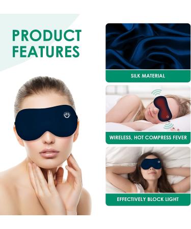 BRZSACR Heated Eye Mask Cordless - USB Electric Warm Compress for Dry Eyes Relief - Silk Sleep Mask for MGD, Blepharitis, Sinus, Stye - Blue - Buy Online on GoSupps.com