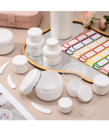 Firtink 10 Pcs Cosmetic Sample Jars 10ml/20ml/30ml/50ml/100ml Empty Refillable Cosmetic Container Pots Travel Jars with Lids Spatulas Tool and Labels for Makeup Creams Lotion Glitter Nail Powder - Buy Online on GoSupps.com