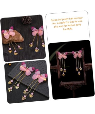 Beaupretty 2 Pairs hanfu butterfly headdress hairpin with tassel metallic hair clips tassel hair clips kids hair accessories for girls long tassel hair barrettes child alloy Costume decorate - Buy Online on GoSupps.com