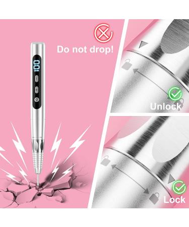 TIHONI Professional Cordless Electric Nail Drill Kit - 30000RPM Rechargeable E File Machine for Gel Nails - 6 Bits Included - Silver - Buy Online on GoSupps.com