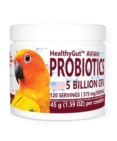 HealthyGut Avian Probiotics Dietary Supplement for Parrots, All-Natural Digestive System Formula 120 Servings