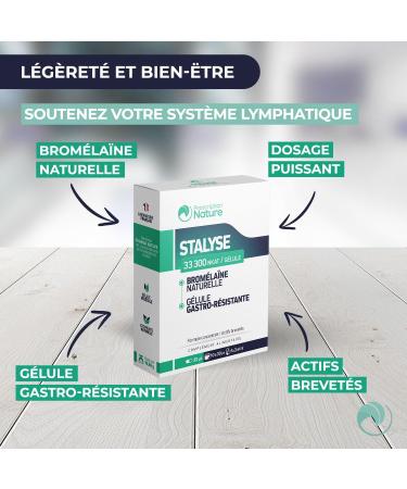Prescription Nature - STALYSE - Food Supplement Based on Bromelain Extracts Gastro-Resistant - Draining Lymphatic System - Made in France - 30 Capsules - Buy Online on GoSupps.com