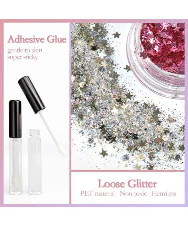 Allstarry Holographic Chunky Body Glitter Set - 4 Colors for Face, Hair, and Nails | Festival, Unicorn, Rave Accessories with Body Glue - Sparkle and Shine! - Buy Online on GoSupps.com