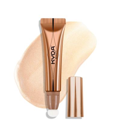 KYDA Highlighter Beauty Wand, Face Illuminator with Cushion Applicator, Natural Glossy Finish, Silky Smooth Cream, Face Highlighter Bronzer Makeup, Lightweight Blendable, by Ownest Beauty-Sun Glow