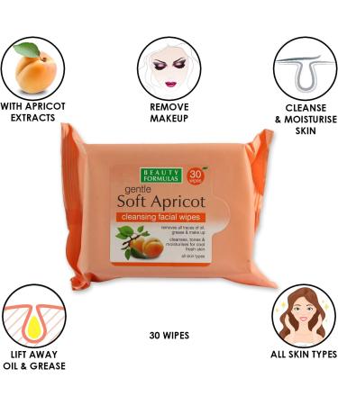 Beauty Formulas Gentle Soft Apricot Cleansing Facial Wipes 30'S - Buy Online on GoSupps.com