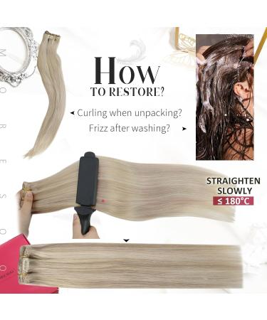 Moresoo Clip In Extensions - Real Remy Hair Ash Blonde & Platinum Blonde - 60 cm 7PCs 120g | #P18/613 - Buy Online on GoSupps.com
