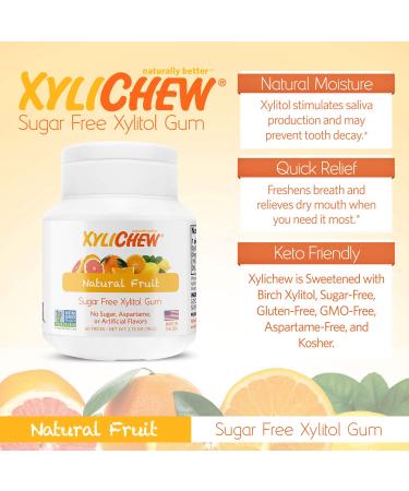 Xylichew Fruit Chewing Gum - 60 Pieces (2.75 oz) | Natural Sweetener, Sugar-Free - Buy Online on GoSupps.com