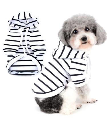 Zweitea dogs hoodie shirts for small medium-sized dogs striped hooded jacket puppy clothes sweater sweatshirt soft short sleeve basic t-shirt pet girl young hooded clothing white xs xs white