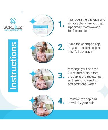 Scrubzz Rinse-Free Shampoo Caps for Bedridden Patients - 6 Pack - Buy Online on GoSupps.com