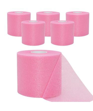 6 Rolls Pre Wrap Tape Athletic Pink Prewrap Headbands for Hair Foam Underwrap Sports Wrap Pink Pre Wrap (Foam)-6 Rolls