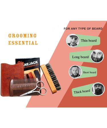 MANEJACK Boar Bristle Beard Brush & Comb Kit with Mustache Scissors - Beard Care Set for Grooming & Styling with Added Shine & Softness - Buy Online on GoSupps.com