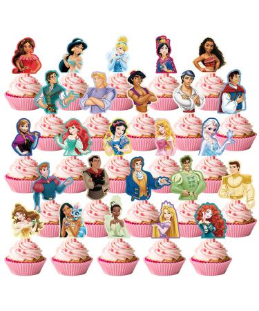 Princess and Prince Cupcake Toppers Birthday Cake Decorations Party Supplies Decor 50 counts