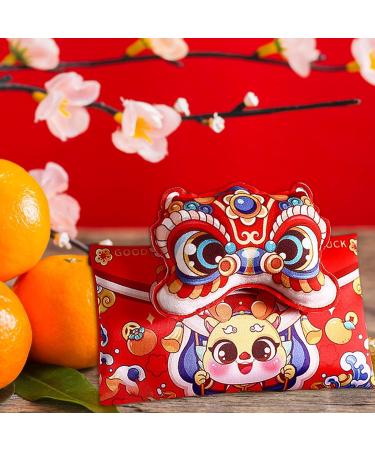 Harilla Hong Bao Red Packets Gift Packets Hongbao Lucky Money Chinese Lunar New Year Red Envelopes for Spring Festival Graduation Lion Head 18.5x15cm - Buy Online on GoSupps.com