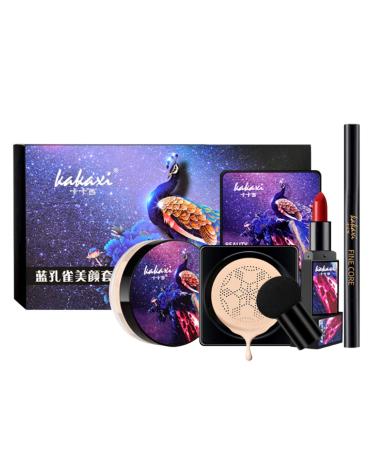 Make Up Kit - Air Cushion Cream Mushroom Puff Fitting Powder Row Pencil Lipstick - Cushion Liquid Foundation Natural Ingredients All in Makeup Kit