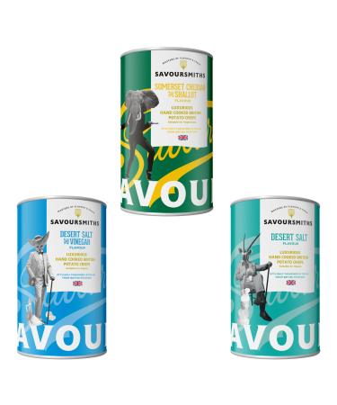 Savoursmiths Crisps Gluten Free Pick N Mix | Choose From 2+ Flavours | Desert Salt & Vinegar Potato Desert Salt Potato Somerset Cheddar & Shallot - Pack of 3 x 100g 100 g (Pack of 3)