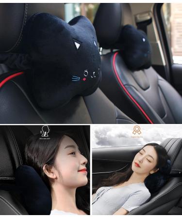 MissSoul Car Neck Headrest Pillow Set - Cute Black Kitty Design for Comfortable Driving - Buy Online on GoSupps.com