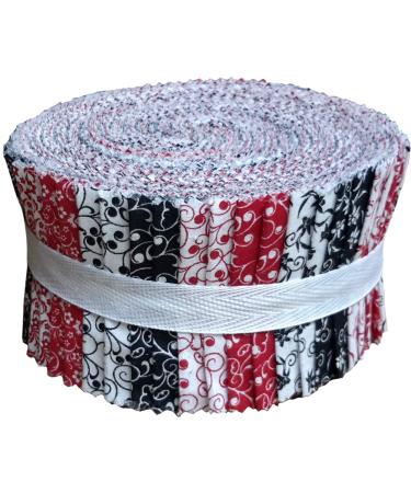 Red Black & White Collection 40 Precut 2.5-inch Quilting Fabric Strips