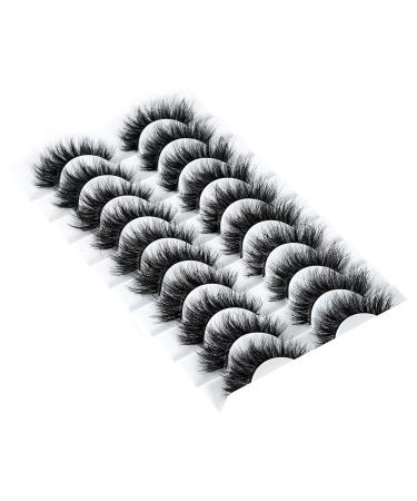 GiPiKi False Eyelashes Fluffy Wispy Lashes Natural Look 8D Faux Mink Eyelashes D Curl Strip Lashes 15mm Fake Eyelashes 10 Pairs Eye Lashes Sets Pack Fluffy|8-15mm