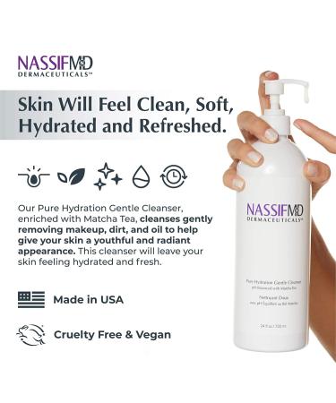 NassifMD Pure Hydration Facial Cleanser - Matcha Tea Infused Vegan Face Wash with Vitamin C - Calming, Soothing, and Hydrating Formula - 6 Fl Oz - Buy Online on GoSupps.com