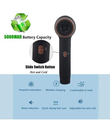 Cordless Hair Dryer Portable Hot & Cold Air Hair Dryer Rechargeable Wireless Blow Dryer w/Diffuser for Blowing Hair - Buy Online on GoSupps.com