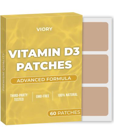 D3 Patches (Pack of 60) - 100% Natural D Patch for Women and Men - with Calcium Magnesium K2 - Immune & Body Support - Enhanced Formula