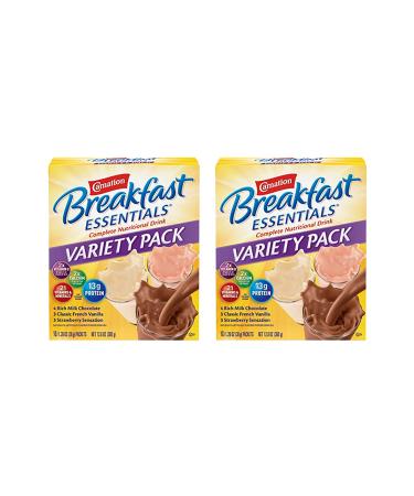 Carnation Breakfast Essentials Powder Drink Mix Variety Pack, Complete Nutritional Drink, 10 Count Box of 1.26 oz Packets (Pack of 2) - Buy Online on GoSupps.com