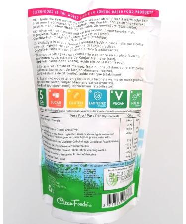 CleanFoods Konjac Raw Fettuccine 8 x 200 gram pack I vegan gluten free fat free sugar free low carb I only 6 calories per 100g I ready in 2 minutes - Buy Online on GoSupps.com