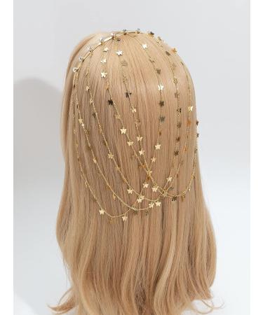 Verdusa Women's Rhinestone Fringe Layered Headband - Butterfly Gold Hair Chain - Buy Online on GoSupps.com