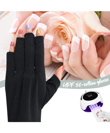 AYNKH UV Gloves 2 Pair for Gel Nails Anti UV Shield Gloves Gel Manicure Nail Art Dryer Tools to Protect Hands from UV Light Lamp Dryer Black White - Buy Online on GoSupps.com